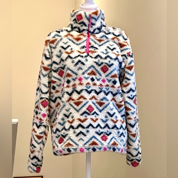 Eddie Bauer Women's Aztec Fleece Quarterzip Sweater Size Small - Picture 6 of 12